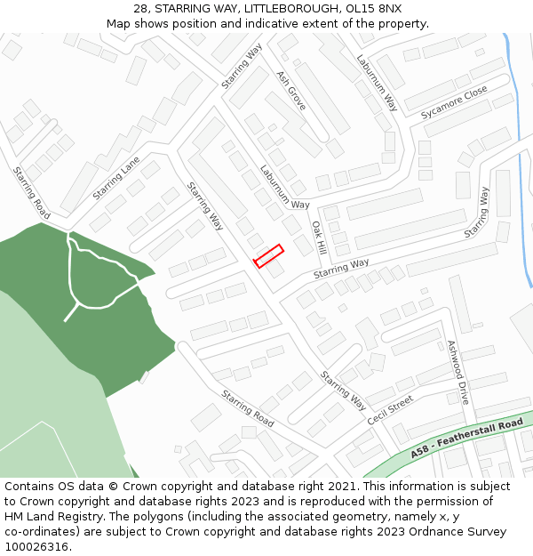 28, STARRING WAY, LITTLEBOROUGH, OL15 8NX: Location map and indicative extent of plot