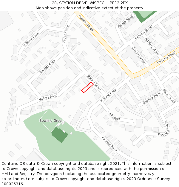 28, STATION DRIVE, WISBECH, PE13 2PX: Location map and indicative extent of plot