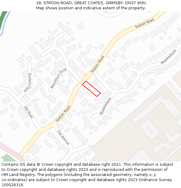 28, STATION ROAD, GREAT COATES, GRIMSBY, DN37 9NN: Location map and indicative extent of plot