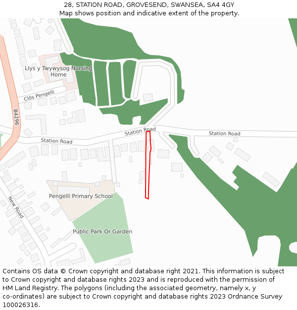 28, STATION ROAD, GROVESEND, SWANSEA, SA4 4GY: Location map and indicative extent of plot