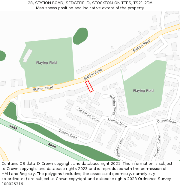 28, STATION ROAD, SEDGEFIELD, STOCKTON-ON-TEES, TS21 2DA: Location map and indicative extent of plot