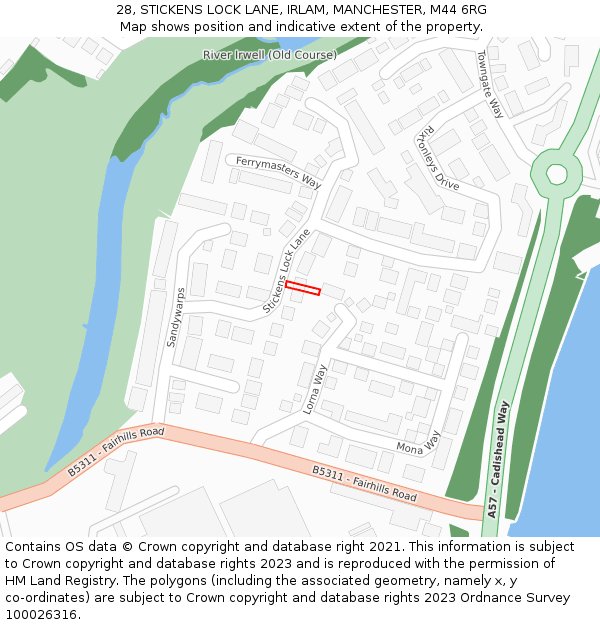 28, STICKENS LOCK LANE, IRLAM, MANCHESTER, M44 6RG: Location map and indicative extent of plot