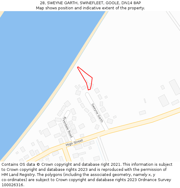 28, SWEYNE GARTH, SWINEFLEET, GOOLE, DN14 8AP: Location map and indicative extent of plot