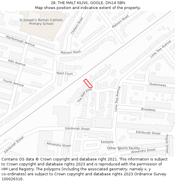 28, THE MALT KILNS, GOOLE, DN14 5BN: Location map and indicative extent of plot