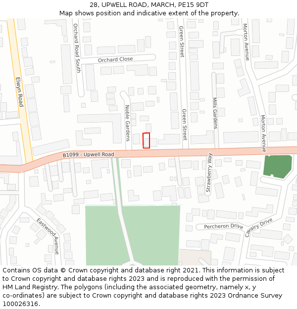 28, UPWELL ROAD, MARCH, PE15 9DT: Location map and indicative extent of plot