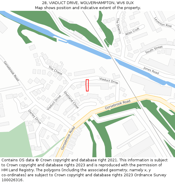 28, VIADUCT DRIVE, WOLVERHAMPTON, WV6 0UX: Location map and indicative extent of plot