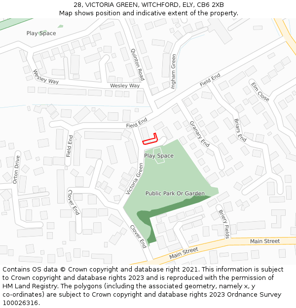 28, VICTORIA GREEN, WITCHFORD, ELY, CB6 2XB: Location map and indicative extent of plot