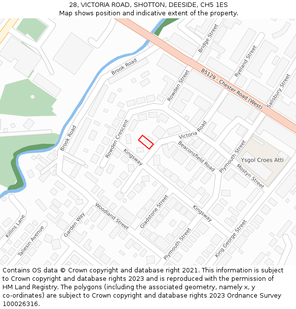28, VICTORIA ROAD, SHOTTON, DEESIDE, CH5 1ES: Location map and indicative extent of plot