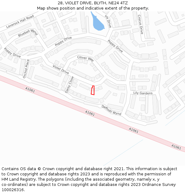 28, VIOLET DRIVE, BLYTH, NE24 4TZ: Location map and indicative extent of plot