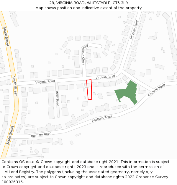 28, VIRGINIA ROAD, WHITSTABLE, CT5 3HY: Location map and indicative extent of plot