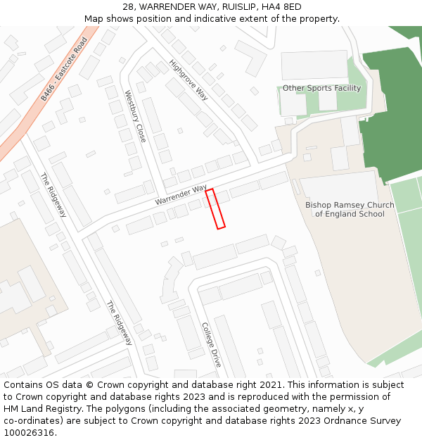 28, WARRENDER WAY, RUISLIP, HA4 8ED: Location map and indicative extent of plot