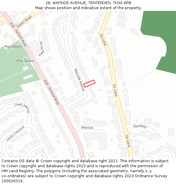 28, WAYSIDE AVENUE, TENTERDEN, TN30 6PB: Location map and indicative extent of plot