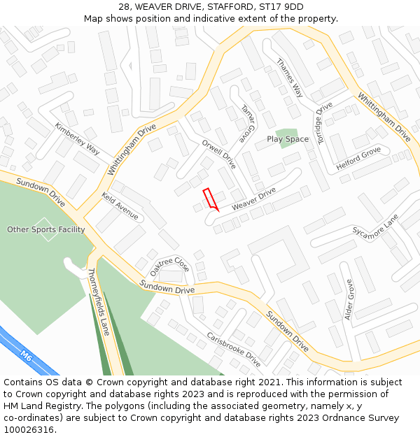 28, WEAVER DRIVE, STAFFORD, ST17 9DD: Location map and indicative extent of plot