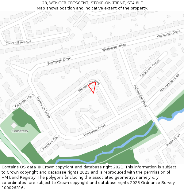 28, WENGER CRESCENT, STOKE-ON-TRENT, ST4 8LE: Location map and indicative extent of plot