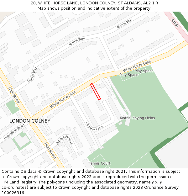 28, WHITE HORSE LANE, LONDON COLNEY, ST ALBANS, AL2 1JR: Location map and indicative extent of plot