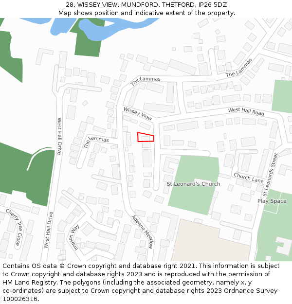 28, WISSEY VIEW, MUNDFORD, THETFORD, IP26 5DZ: Location map and indicative extent of plot