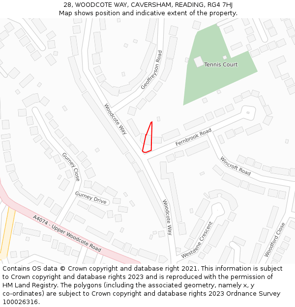 28, WOODCOTE WAY, CAVERSHAM, READING, RG4 7HJ: Location map and indicative extent of plot