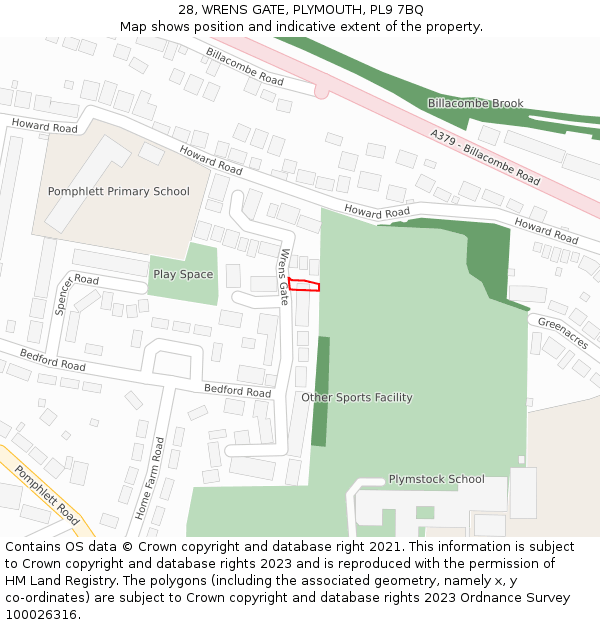 28, WRENS GATE, PLYMOUTH, PL9 7BQ: Location map and indicative extent of plot