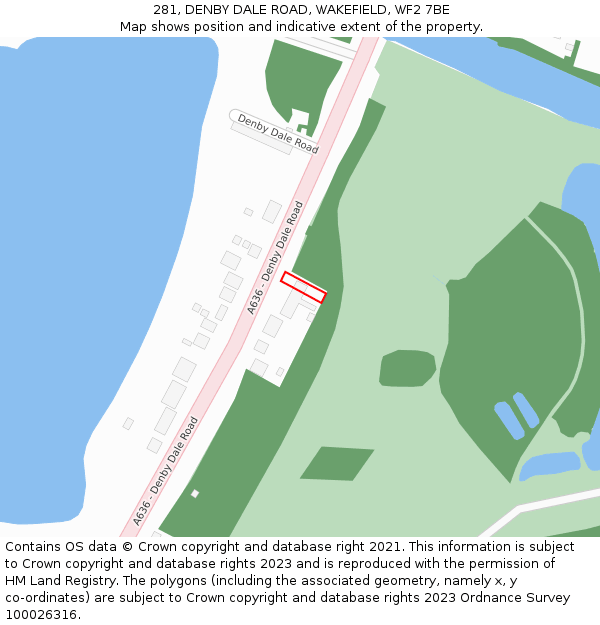 281, DENBY DALE ROAD, WAKEFIELD, WF2 7BE: Location map and indicative extent of plot