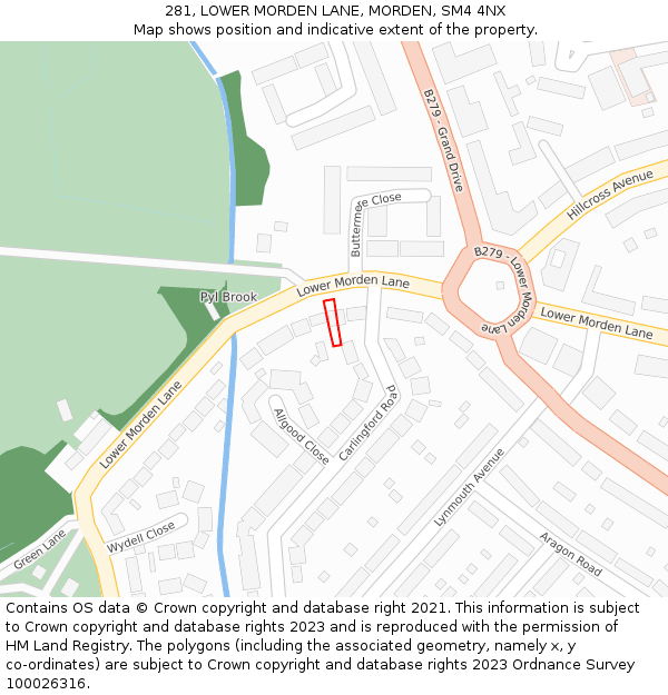 281, LOWER MORDEN LANE, MORDEN, SM4 4NX: Location map and indicative extent of plot