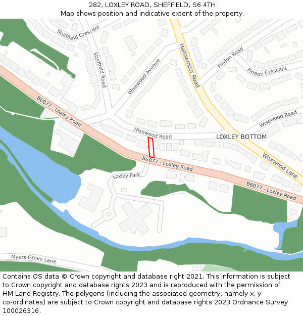 282, LOXLEY ROAD, SHEFFIELD, S6 4TH: Location map and indicative extent of plot