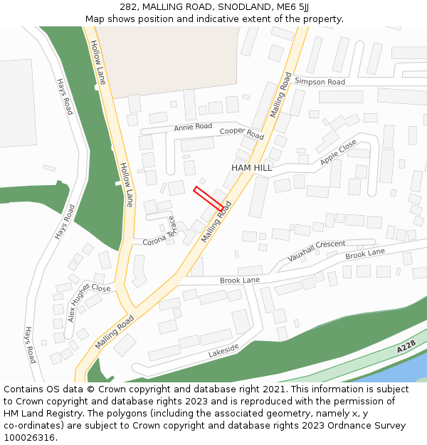 282, MALLING ROAD, SNODLAND, ME6 5JJ: Location map and indicative extent of plot