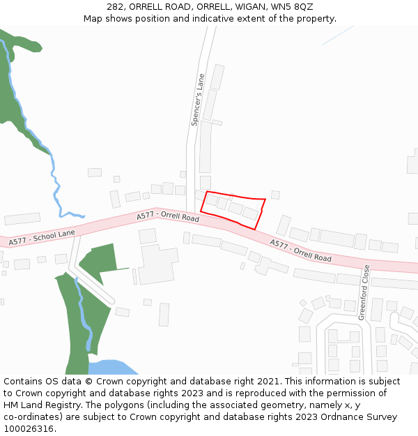 282, ORRELL ROAD, ORRELL, WIGAN, WN5 8QZ: Location map and indicative extent of plot