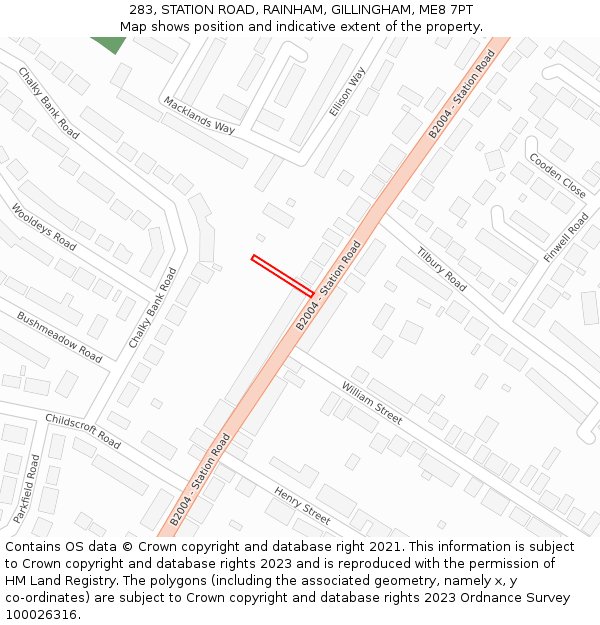 283, STATION ROAD, RAINHAM, GILLINGHAM, ME8 7PT: Location map and indicative extent of plot