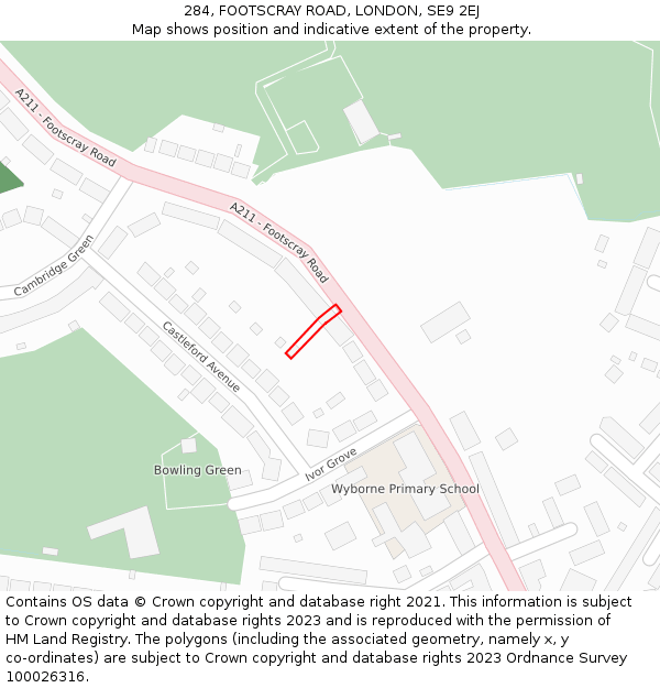 284, FOOTSCRAY ROAD, LONDON, SE9 2EJ: Location map and indicative extent of plot