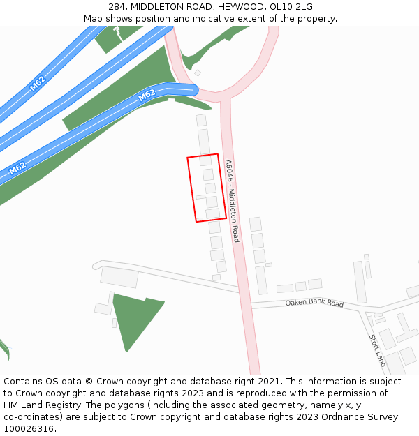 284, MIDDLETON ROAD, HEYWOOD, OL10 2LG: Location map and indicative extent of plot