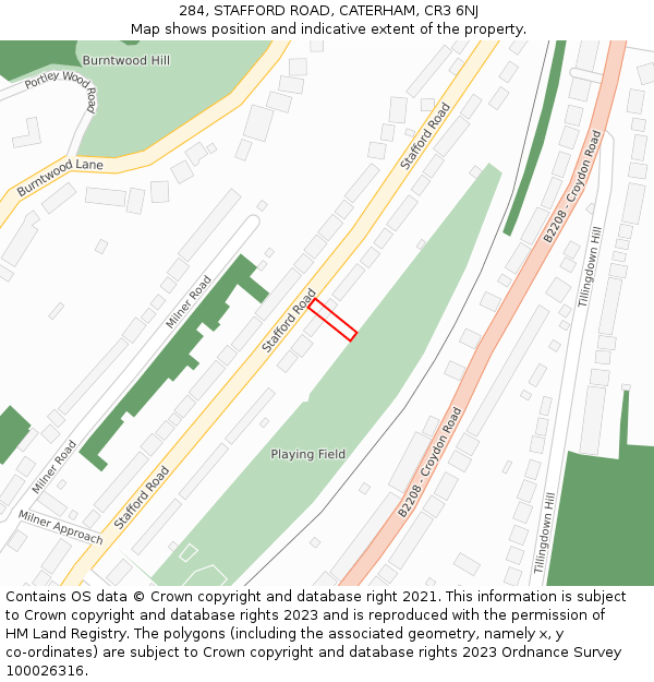 284, STAFFORD ROAD, CATERHAM, CR3 6NJ: Location map and indicative extent of plot