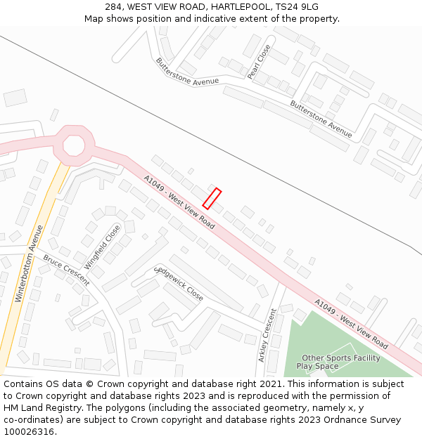 284, WEST VIEW ROAD, HARTLEPOOL, TS24 9LG: Location map and indicative extent of plot