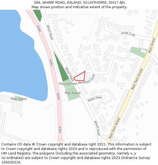 284, WHARF ROAD, EALAND, SCUNTHORPE, DN17 4JN: Location map and indicative extent of plot