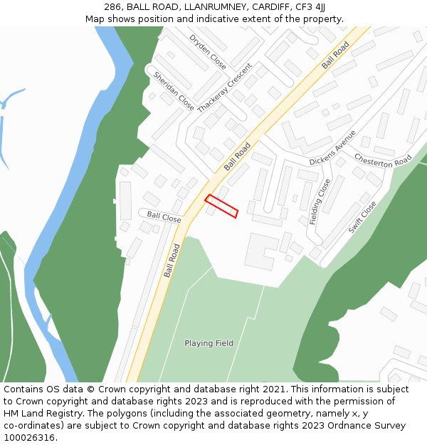 286, BALL ROAD, LLANRUMNEY, CARDIFF, CF3 4JJ: Location map and indicative extent of plot