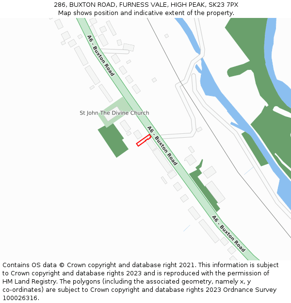 286, BUXTON ROAD, FURNESS VALE, HIGH PEAK, SK23 7PX: Location map and indicative extent of plot