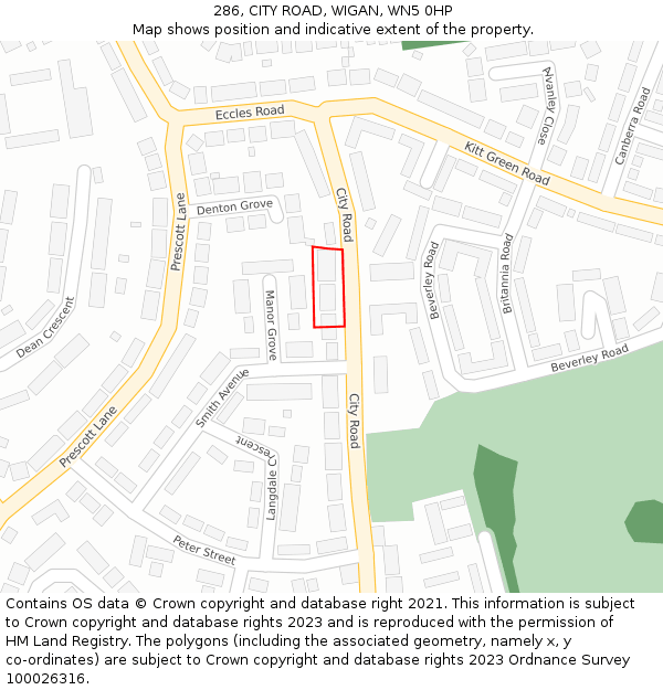 286, CITY ROAD, WIGAN, WN5 0HP: Location map and indicative extent of plot