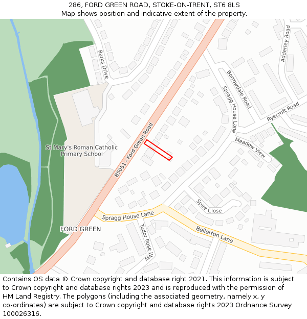 286, FORD GREEN ROAD, STOKE-ON-TRENT, ST6 8LS: Location map and indicative extent of plot
