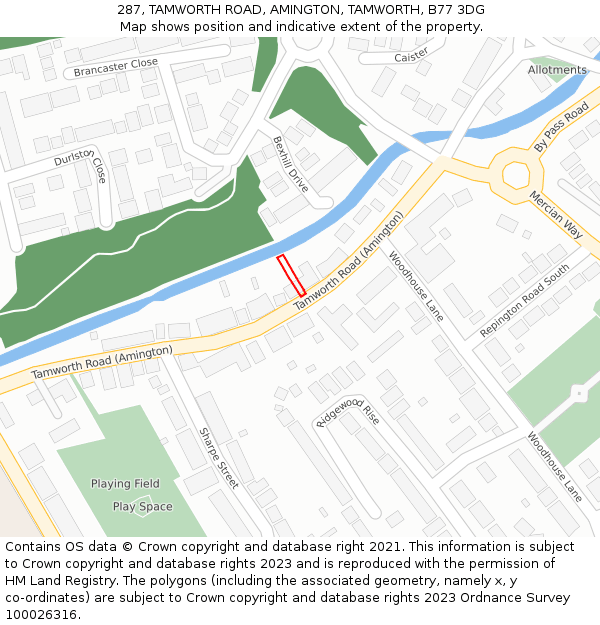 287, TAMWORTH ROAD, AMINGTON, TAMWORTH, B77 3DG: Location map and indicative extent of plot