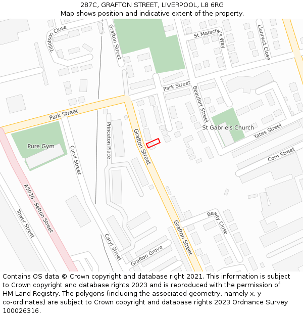 287C, GRAFTON STREET, LIVERPOOL, L8 6RG: Location map and indicative extent of plot