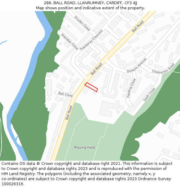 288, BALL ROAD, LLANRUMNEY, CARDIFF, CF3 4JJ: Location map and indicative extent of plot