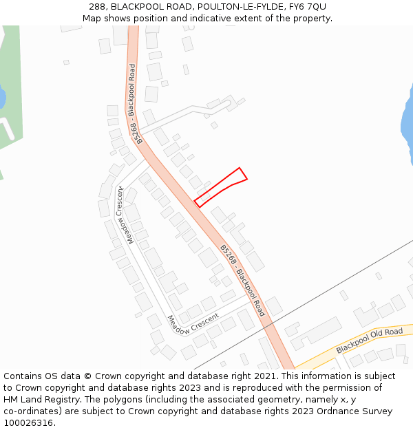288, BLACKPOOL ROAD, POULTON-LE-FYLDE, FY6 7QU: Location map and indicative extent of plot