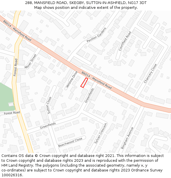 288, MANSFIELD ROAD, SKEGBY, SUTTON-IN-ASHFIELD, NG17 3DT: Location map and indicative extent of plot