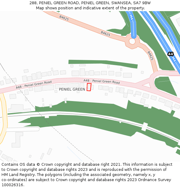 288, PENIEL GREEN ROAD, PENIEL GREEN, SWANSEA, SA7 9BW: Location map and indicative extent of plot