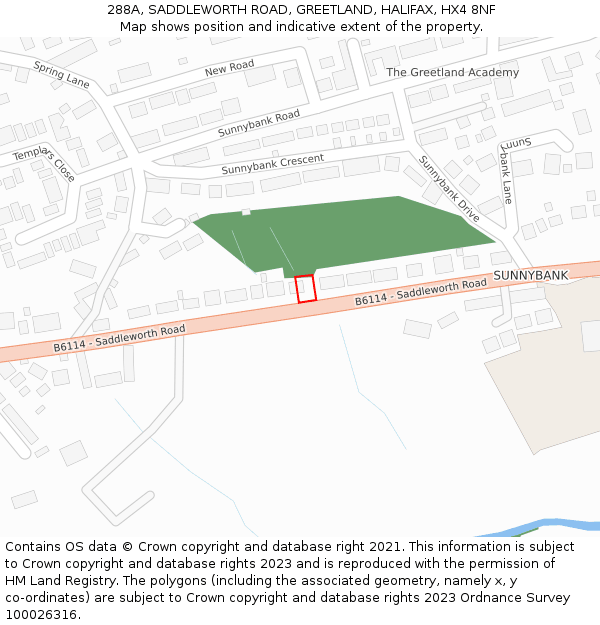 288A, SADDLEWORTH ROAD, GREETLAND, HALIFAX, HX4 8NF: Location map and indicative extent of plot