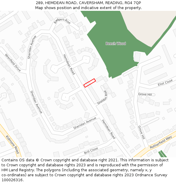 289, HEMDEAN ROAD, CAVERSHAM, READING, RG4 7QP: Location map and indicative extent of plot