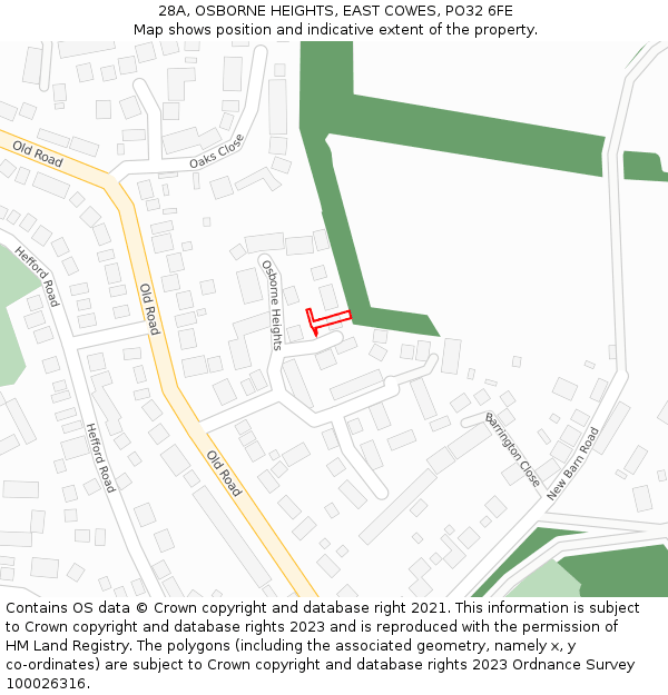 28A, OSBORNE HEIGHTS, EAST COWES, PO32 6FE: Location map and indicative extent of plot