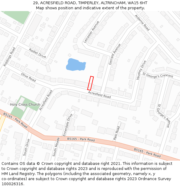 29, ACRESFIELD ROAD, TIMPERLEY, ALTRINCHAM, WA15 6HT: Location map and indicative extent of plot