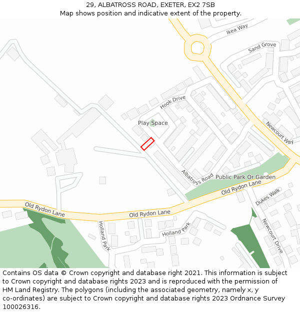 29, ALBATROSS ROAD, EXETER, EX2 7SB: Location map and indicative extent of plot