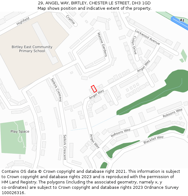 29, ANGEL WAY, BIRTLEY, CHESTER LE STREET, DH3 1GD: Location map and indicative extent of plot