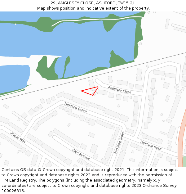 29, ANGLESEY CLOSE, ASHFORD, TW15 2JH: Location map and indicative extent of plot